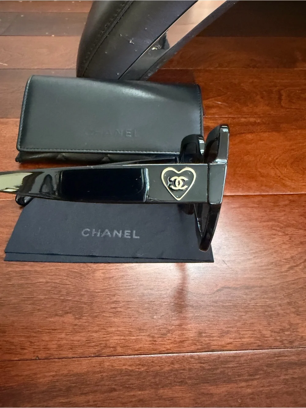 CHANEL Black Oversized Square Sunglasses with Dark Lenses
